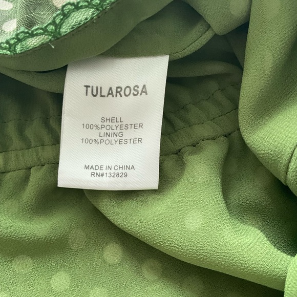 Tularosa Huntington Polka Dot V-Neck Mini Dress Flutter Sleeve Mint Green Size M - Picture 9 of 10